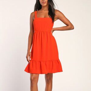 Lulus Always A Cutie Orange Tie-back Mini Dress - Size M